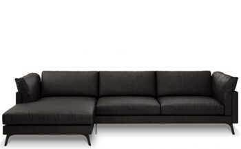 5 seater designer leather corner sofa "Camille" - graphite