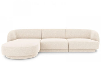 4 seater design corner sofa "Miley" - Chenille Light Beige