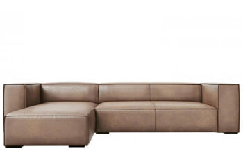 4 seater leather corner sofa "Agawa" - Dark Beige