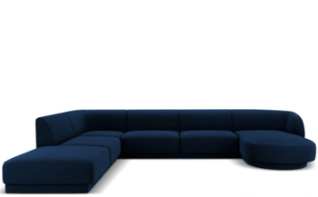 Grosses Design Panorama U-Sofa „Miley“ - Königsblau