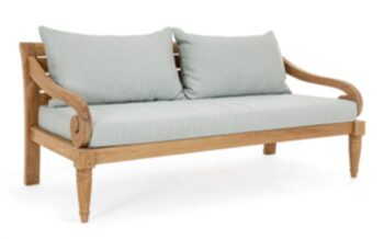 Indoor/outdoor 3-seater sofa "Karuba" made of teak, aqua