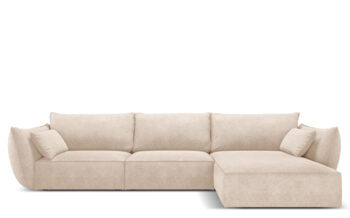 4 seater design corner sofa "Vanda" with corner piece right - chenille cover