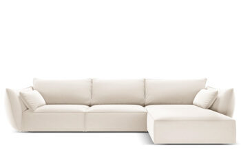 4 seater design corner sofa "Vanda" with corner part right - velvet cover