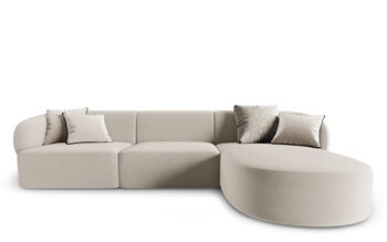 4 seater design corner sofa "Chiara" velvet - right side