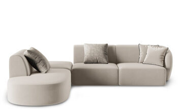 5 seater design corner sofa "Chiara" velvet without backrest - Left