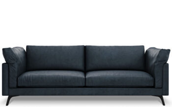 3 seater designer leather sofa "Camille" - dark blue