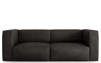 3 seater designer leather sofa "Muse" - graphite