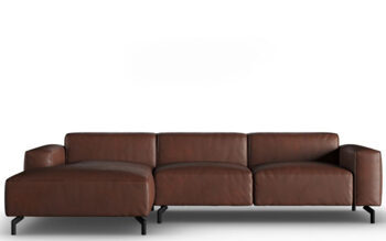 4 seater designer leather corner sofa "Paradis" - Cognac