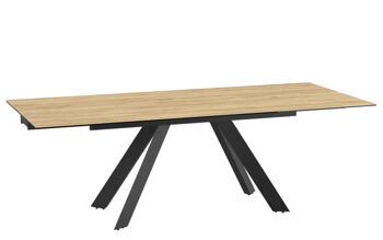 Extendable designer dining table "Ontario" ceramic, light oak - 150-230 x 100 cm