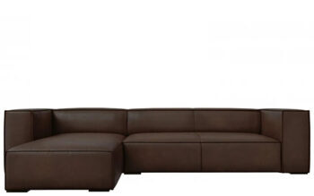 4 seater leather corner sofa "Agawa" - dark brown