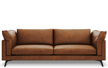 3 seater designer leather sofa "Camille" - Marron
