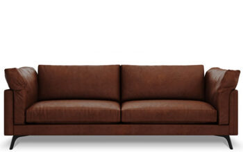 3 seater designer leather sofa "Camille" - Cognac