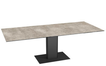 Extendable designer dining table "Connexion" ceramic, cement gray, 150-230 x 100 cm