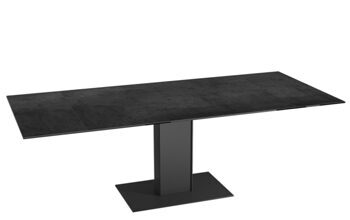 Extendable designer dining table "Connexion" ceramic, titanium black, 150-230 x 100 cm