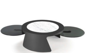 Ausziehbarer Designer Couchtisch „Discovery“ mit rotierenden Tischplatten - Statuarietto / Schwarz matt