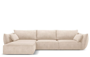 4-seater design corner sofa "Vanda" with corner part left - chenille cover