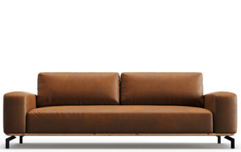 3 seater designer leather sofa "Marc" - Marron