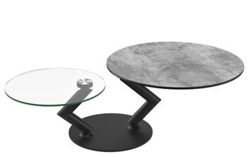 Ausziehbarer, flexibler Design Keramik Couchtisch „Vega“ Silver, 105-139 x 80 cm