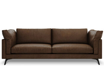 3 seater designer leather sofa "Camille" - dark brown