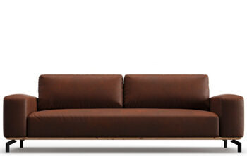 3 seater designer leather sofa "Marc" - Cognac