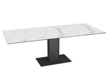 Extendable designer dining table "Connexion" ceramic, light marble look, 150-230 x 100 cm