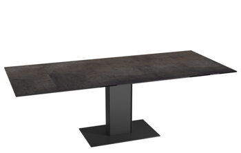 Extendable designer dining table "Connexion" ceramic dark rust look 150-230 x 100 cm