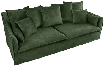 Large 3 seater velvet sofa "Lord" with removable covers - Dark green