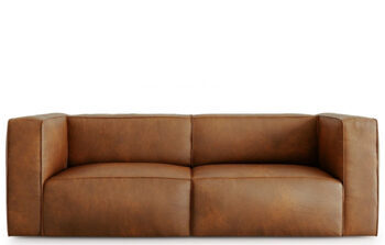 3 seater designer leather sofa "Muse" - Marron