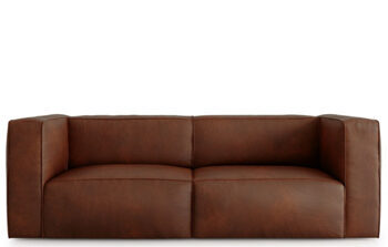 3 seater designer leather sofa "Muse" - Cognac
