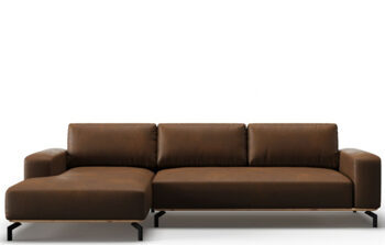 5 seater designer leather corner sofa "Marc" - dark brown