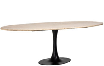 Table de salle à manger design ovale "Hampton" avec plateau en travertin 230 x 100 cm