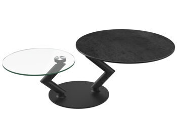 Extendable flexible design ceramic coffee table "Vega" titanium, 105-139 x 80 cm