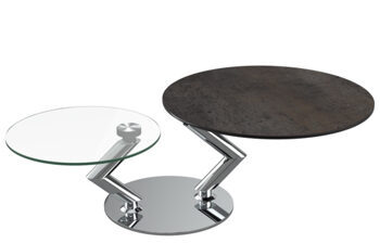Ausziehbarer, flexibler Design Keramik Couchtisch „Vega“ Rostbraun, 105-139 x 80 cm