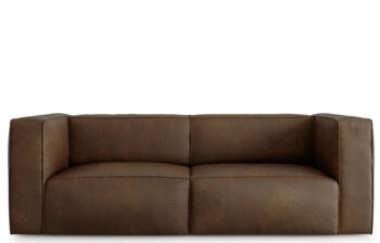 3 seater designer leather sofa "Muse" - dark brown