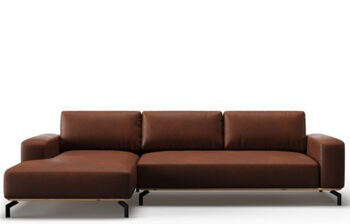 5 seater designer leather corner sofa "Marc" - Cognac