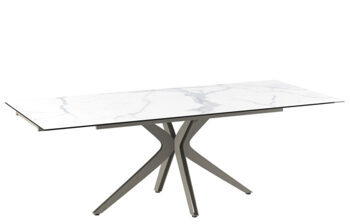 Extendable designer dining table "INFLUENCE" ceramic, light marble look - 150-230 x 100 cm