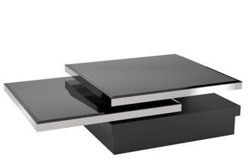 Funktioneller, ausziehbarer Design Couchtisch „Sigma“, 120 x 80 cm - Schwarz
