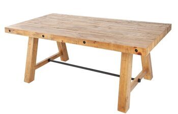 Recycled Massvholz Dining Table "Finca" Vintag Brown, 165 x 90 cm (table top: 8 cm)