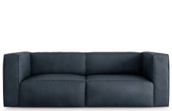 3 seater designer leather sofa "Muse" - dark blue