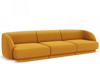 canapé design 3 places "Miley" - recouvert de velours jaune moutarde