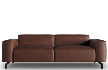 3 seater designer leather sofa "Paradis" - Cognac