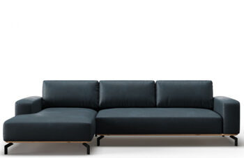 5 seater designer leather corner sofa "Marc" - dark blue