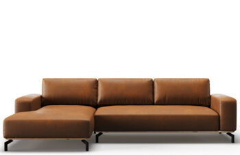 5 seater designer leather corner sofa "Marc" - Marron