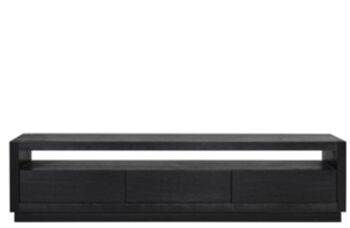 Design Lowboard „Oakura“ aus schwarz gebeizter Eiche, 180 x 45 cm