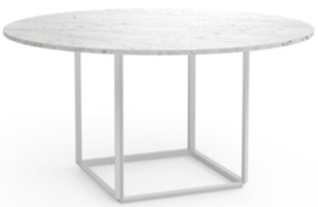 Designer Marble Dining Table "Florence" White Carrera Marble / White - Ø 145 cm