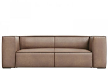 2 seater leather sofa "Agawa" - Beige Dark