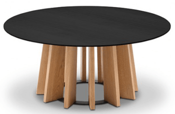 Solid design coffee table "Mojave" oak wood - Ø 100 x 40 cm / Black / Natural