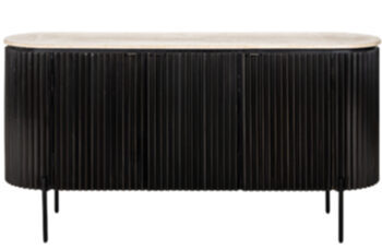 Design Sideboard „Hampton“ mit Travertin Abdeckplatte, 160.5 x 82 cm