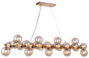 Hanging lamp "Dallas" amber / brass 123.5 cm
