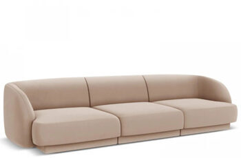3 seater design sofa "Miley" - with velvet cover cappuccino